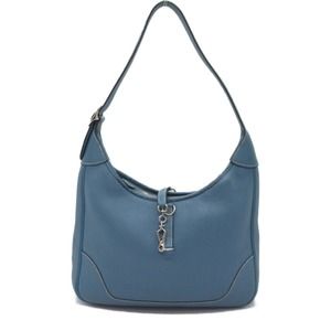 Hermes Trim Blue Jean Shoulder Bag Leather